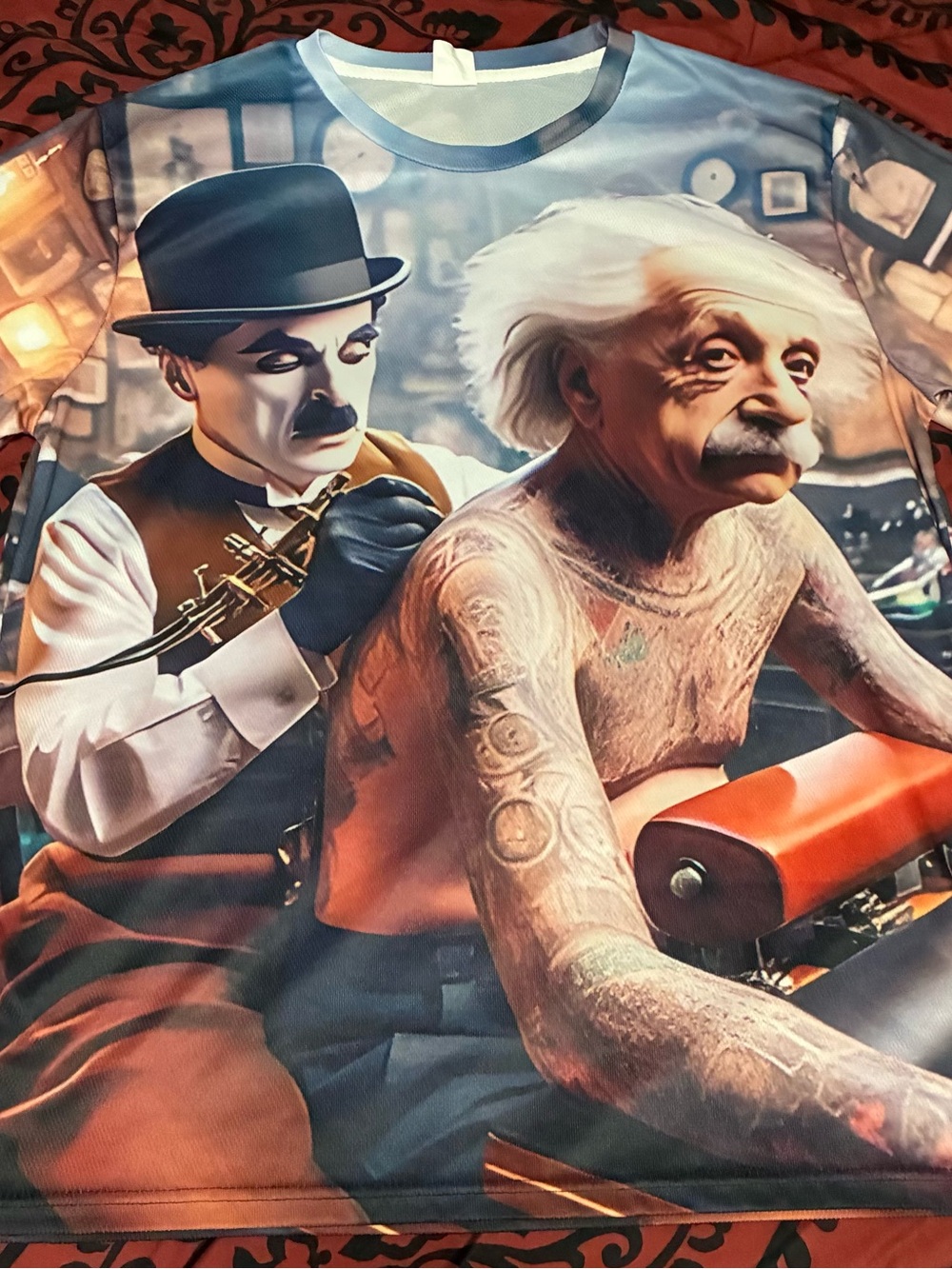 Chaplin tattoos Einstein tee